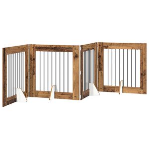 vidaXL K&auml;yt&auml;nn&ouml;llinen koiraportti jalustoilla 4 kpl Vanha puu 321 cm