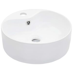 vidaXL Pesuallas ylivuodolla 36x13 cm keraaminen valkoinen