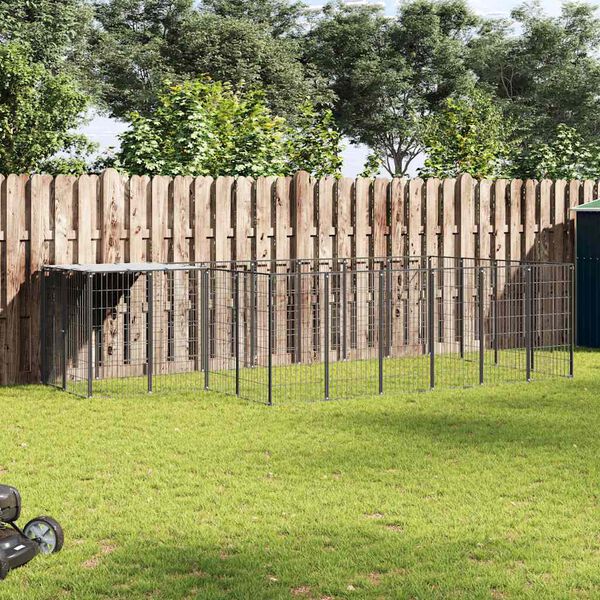 vidaXL Koiranh&auml;kki musta 8,47 m&sup2; ter&auml;s