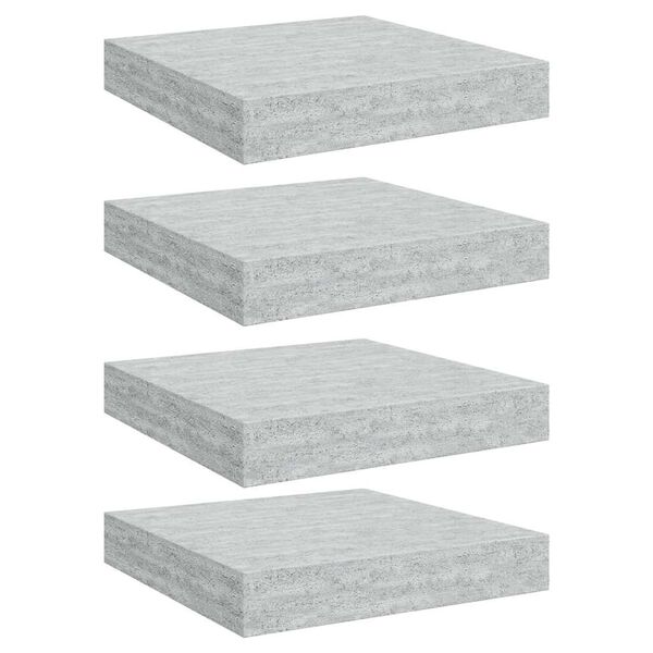 vidaXL Kelluvat sein&auml;hyllyt 4 kpl betoninharmaa 23x23,5x3,8 cm MDF