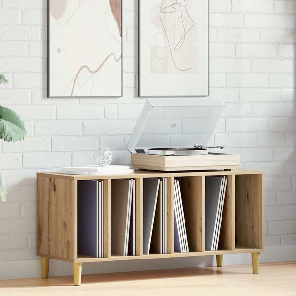 vidaXL LP-levyjen s&auml;ilytyskaappi tammi 100x38x48 cm tekninen puu