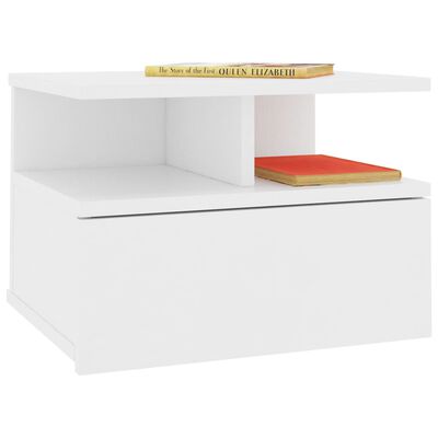 vidaXL Kelluvat yöpöydät 2 kpl valkoinen 40x31x27 cm lastulevy