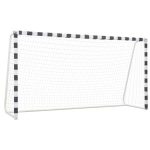 vidaXL Jalkapallomaali 300x160x90 cm metalli musta ja valkoinen