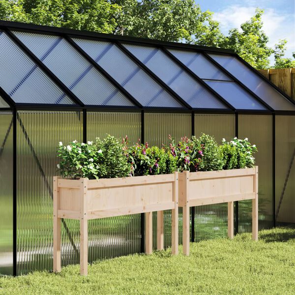 vidaXL Ulkokukkalaatikot 2 kpl jaloilla täysi mänty