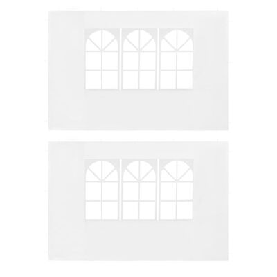 vidaXL Juhlateltan sivuseinä ikkunalla 2 kpl PE valkoinen