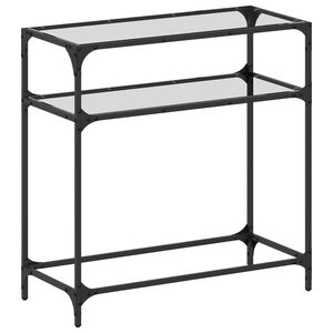vidaXL Konsolipöytä läpinäkyvä lasinen pöytälevy 80x35x81 cm teräs