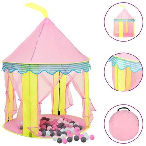 vidaXL Lasten leikkiteltta 250 pallolla pinkki 100x100x127 cm
