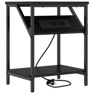 vidaXL Y&ouml;p&ouml;yt&auml;kaappi Musta tammi. 38 x 30 x 48 cm Tekninen puu