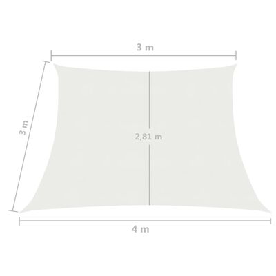 vidaXL Aurinkopurje 160 g/m² valkoinen 3/4x3 m HDPE