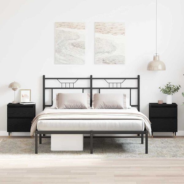 vidaXL Y&ouml;p&ouml;yt&auml;kaappi 2 pcs Musta tammi. 40 x 35 x 50 cm Tekninen puu