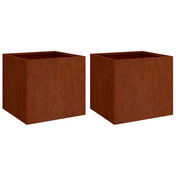 vidaXL Kukkalaatikot 2 kpl 49x47x46 cm Corten ter&auml;s
