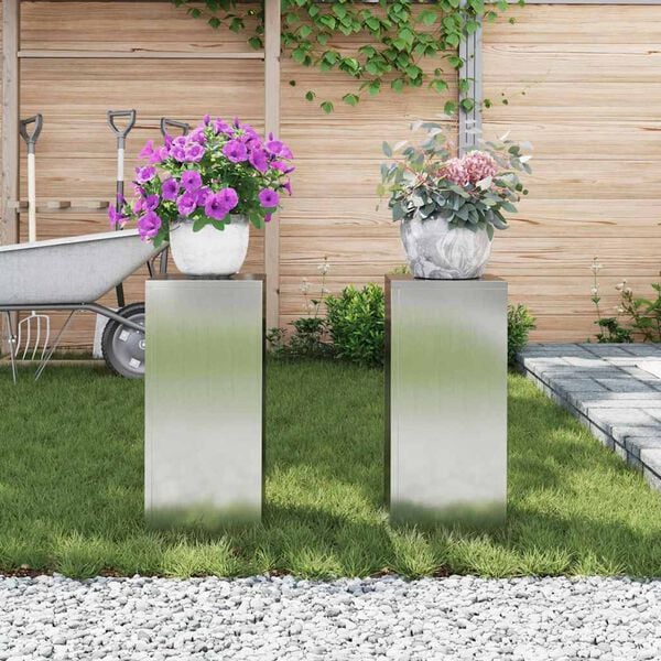 vidaXL Kasviteline 2 pcs Hopea 24 x 24 x 55 cm Galvanoitu teräs