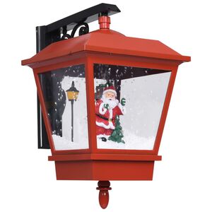vidaXL Sein&auml;valaisin LED-valoilla ja joulupukilla punainen 40x27x45 cm