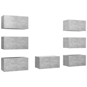 vidaXL TV-tasot 7 kpl betoninharmaa 30,5x30x60 cm lastulevy