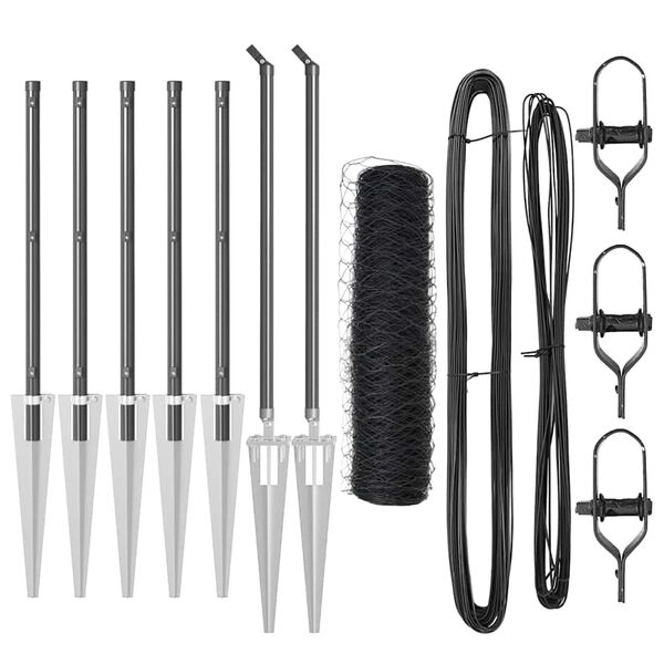 vidaXL Aitalatu Harmaa 10 x 0,8 m (50 mm verkko) Ter&auml;st&auml; ja PVC:t&auml;