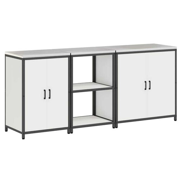 vidaXL Keittiön säilytyssarja hyllyllä Muut 3 pcs Valkoinen Teräs