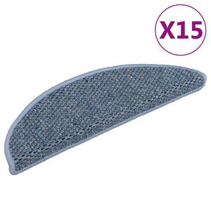 vidaXL Itsekiinnittyv&auml;t porrasmatot sisaltyyli 15kpl 56x17x3cm sininen