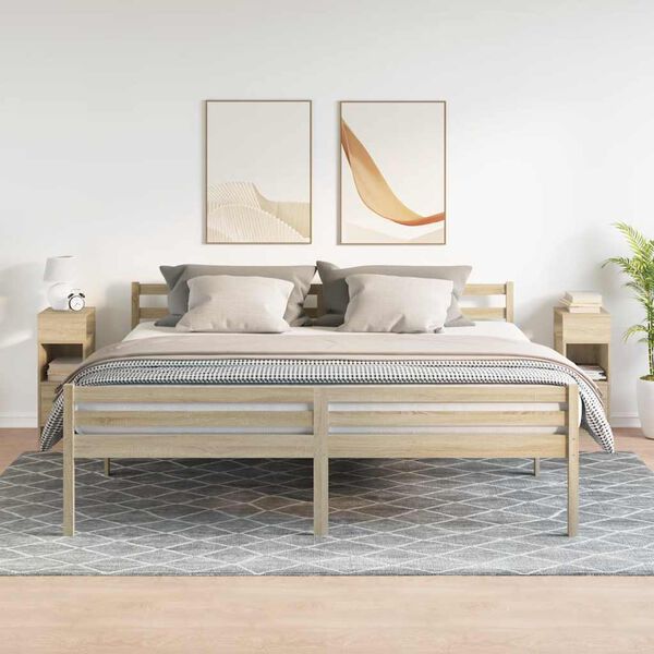 vidaXL Y&ouml;p&ouml;yt&auml;kaapit 2 kpl laatikolla Sonoma-tammi 25x31x66 cm