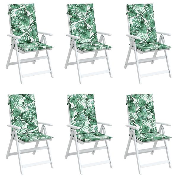 vidaXL Korkeaselkäisen tuolin tyynyt 6 kpl lehtikuvio kangas