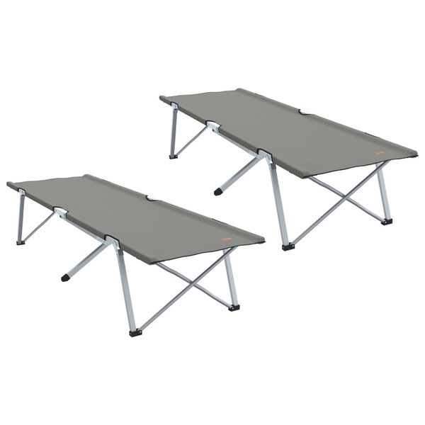 vidaXL Taitettava leirint&auml;vuode 2 pcs Harmaa 194 x 62.5 x 42.5 cm