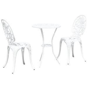 vidaXL Puutarhan Bistro Set 3 pcs Valkoinen Alumiini