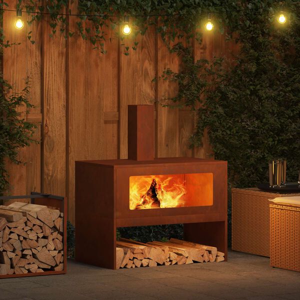 vidaXL Tulisija Ruskea 80 x 50 x 96 cm Kulunut Ter&auml;s