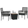 vidaXL Puutarhan Bistro Set 3 pcs Musta polyrottinki