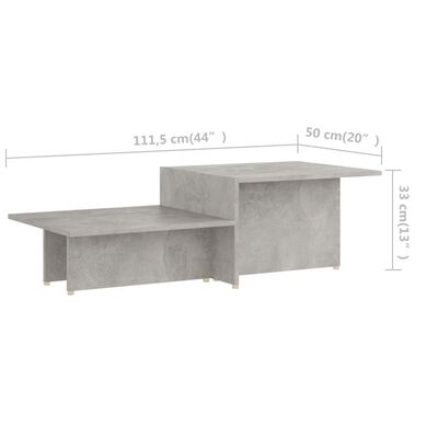 vidaXL Sohvapöytä betoninharmaa 111,5x50x33 cm tekninen puu