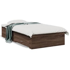 vidaXL S&auml;ngynrunko laatikoilla ruskea tammi 75x190 cm tekninen puu