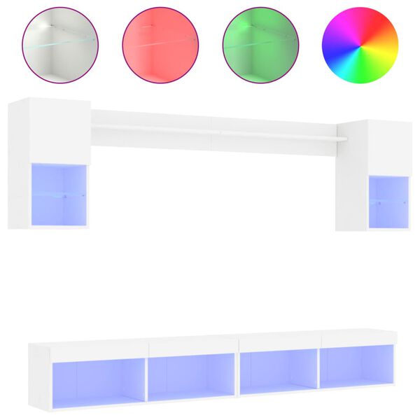 vidaXL 6-osainen LED TV-kaappisarja valkoinen tekninen puu