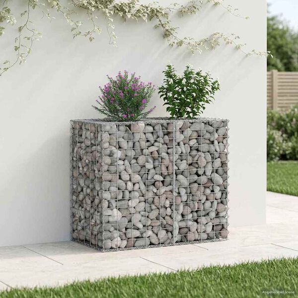 vidaXL Gabion Kohotettu Peti Hopea 90 x 50 x 80 cm Galvanoitu ter&auml;s