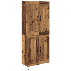 vidaXL Korkea kaappi Vanha Puu 69,5 x 34 x 180 cm Tekninen puu