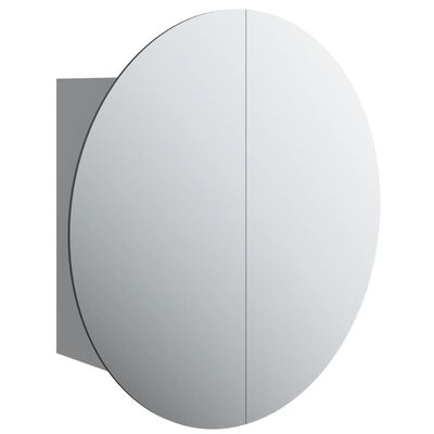vidaXL Kylpyhuonekaappi ja pyöreä peili LED-valot harmaa 47x47x17,5 cm