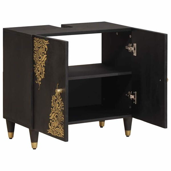 vidaXL Pesuallaskaappi ovella Musta 62 x 33 x 58 cm Kiinteä mango puu