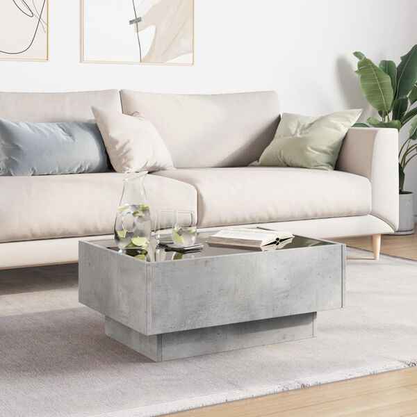 vidaXL Sohvap&ouml;yt&auml; LED-valoilla betoninharmaa 70x50x30 cm tekninen puu