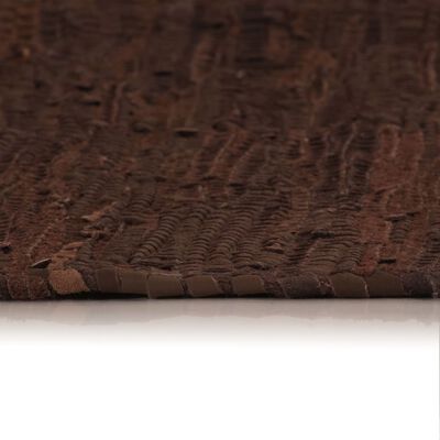 vidaXL Käsinpunottu Chindi-matto nahka 160x230 cm ruskea