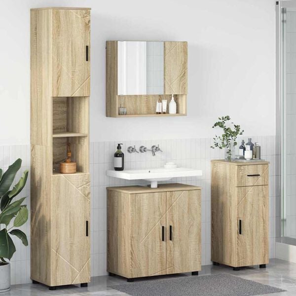 vidaXL Kylpyhuonekalustesetti laatikon kanssa 4 pcs Sonoman tammi