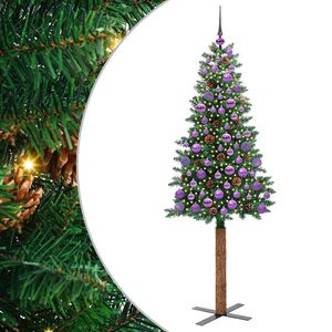 vidaXL Kapea joulupuu Vihre&auml; 180 cm PVC ja massiivipet&auml;j&auml;