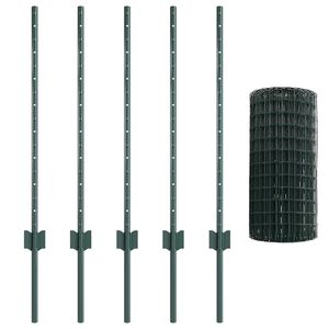 vidaXL Euroaita with Post 10 x 0,8 m PVC-pinnoitettu ter&auml;s Vihre&auml;