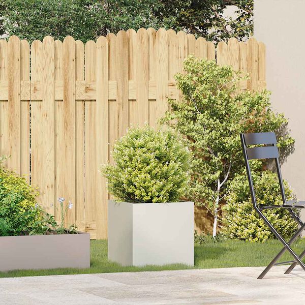 vidaXL Kukkalaatikko valkoinen 40x40x40 cm kylm&auml;valssattu ter&auml;s