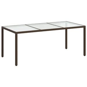 vidaXL Puutarhap&ouml;yt&auml; 190x90x75cm karkaistu lasi ja polyrottinki ruskea