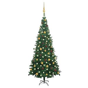 vidaXL Tekojoulukuusi palloilla esivalaistu L 240 cm vihre&auml;