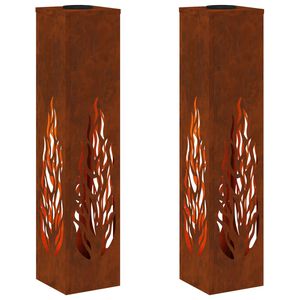vidaXL Aurinko LED-polkuvalo 2 kpl L&auml;mpim&auml;n Valkoinen 18 x 18 x 80 cm