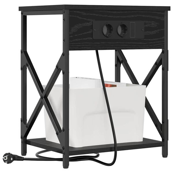 vidaXL Y&ouml;p&ouml;yt&auml;kaappi 2 pcs Musta tammi. 41 x 31 x 51 cm Tekninen puu