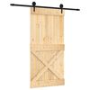vidaXL Liukuovi Luonnollinen ja musta 100 x 210 cm Massiivinen m&auml;nty
