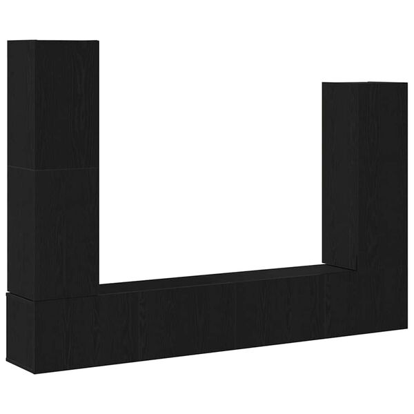 vidaXL TV-tasosetti Seinäkiinnitettävä 6 pcs Musta tammi. Tekninen puu