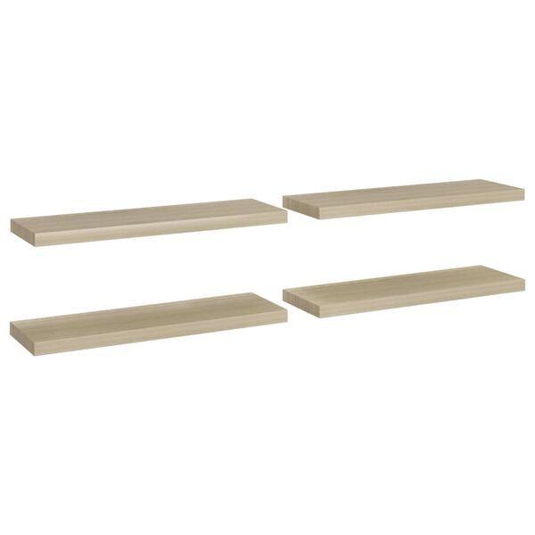 vidaXL Kelluvat sein&auml;hyllyt 4 kpl tammi 80x23,5x3,8cm MDF