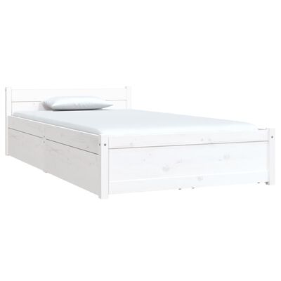 vidaXL Sängynrunko laatikoilla valkoinen 90x190 cm Single