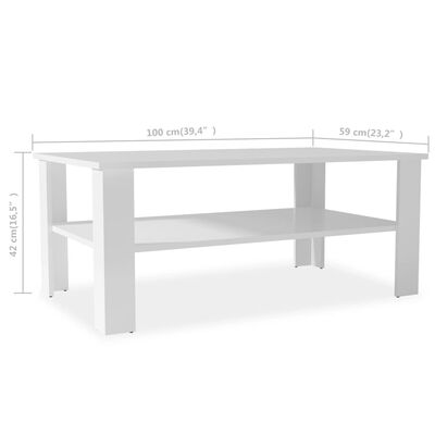 vidaXL Sohvapöytä lastulevy 100x59x42 cm valkoinen