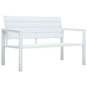 vidaXL Puutarhapenkki 120 cm HDPE valkoinen puun n&auml;k&ouml;inen